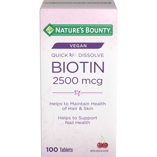 Biotin, Quick Dissolve Tablets, For Hair, Skin & Nails, Cherry Flavour, Vegan