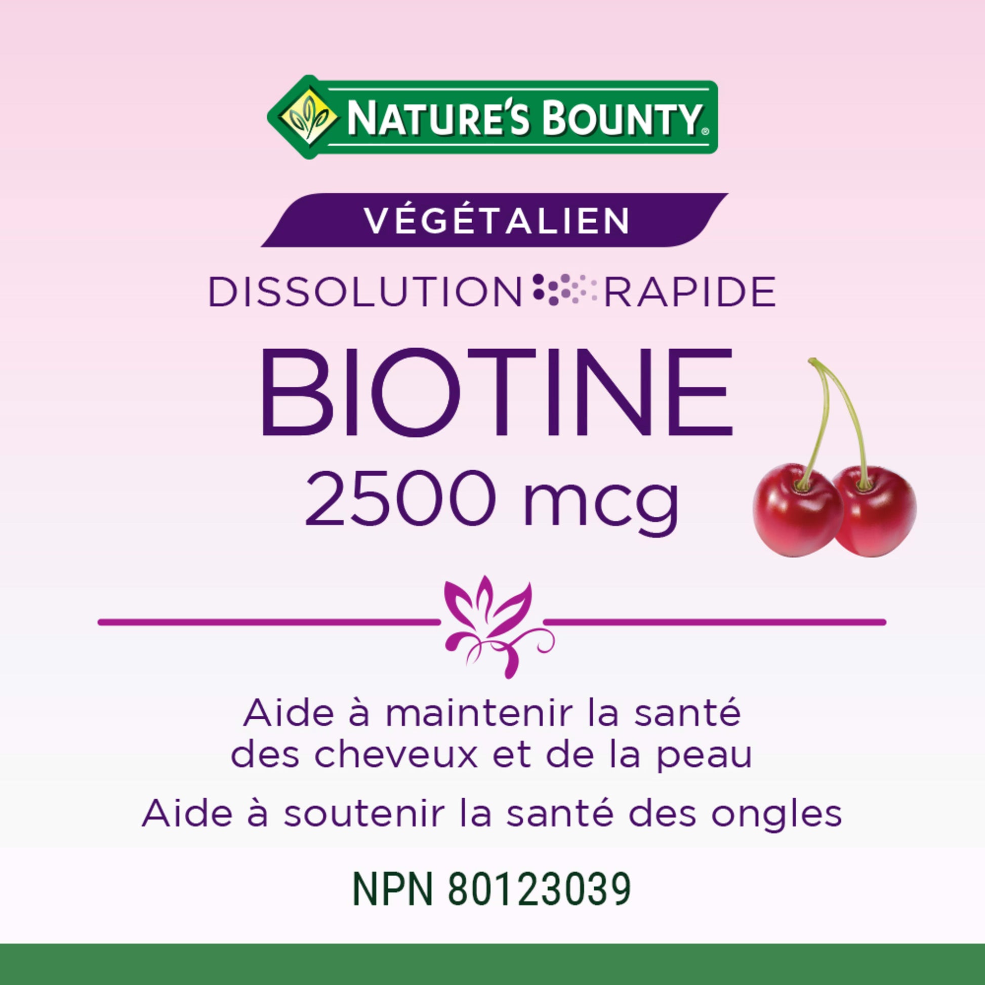 Biotin, Quick Dissolve Tablets, For Hair, Skin & Nails, Cherry Flavour, Vegan