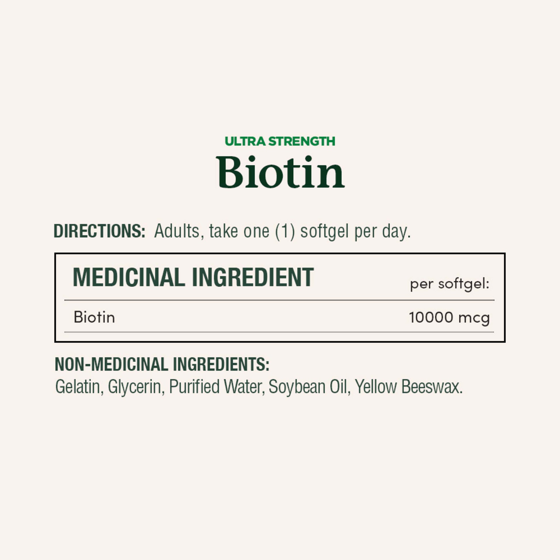 Biotin, Ultra Strength, 10,000 mcg, Softgels