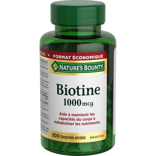 Biotine, 1 000 mcg, format économique, comprimés enrobés||FR