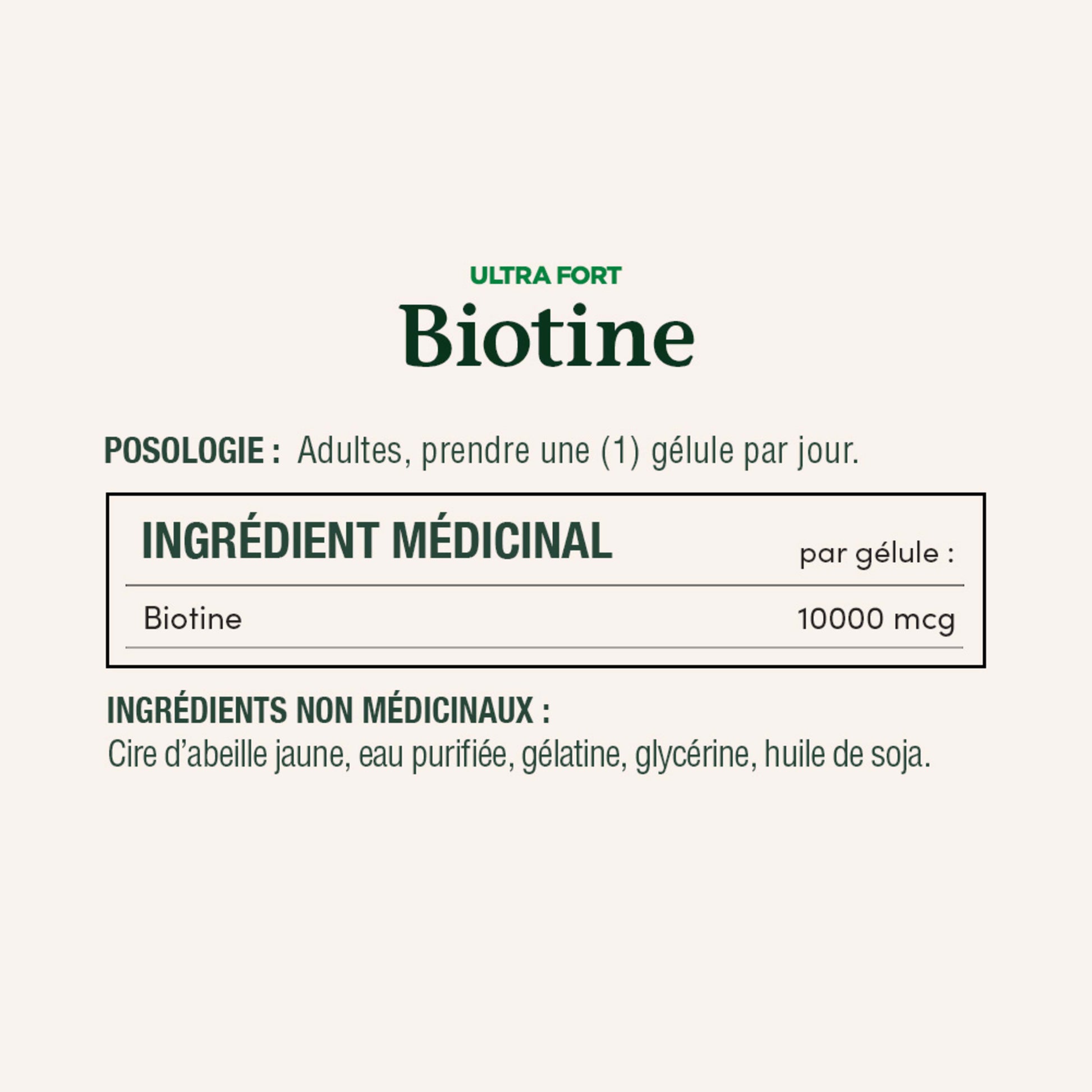 Biotine, ultra-fort, 10 000 mcg, gélules||FR