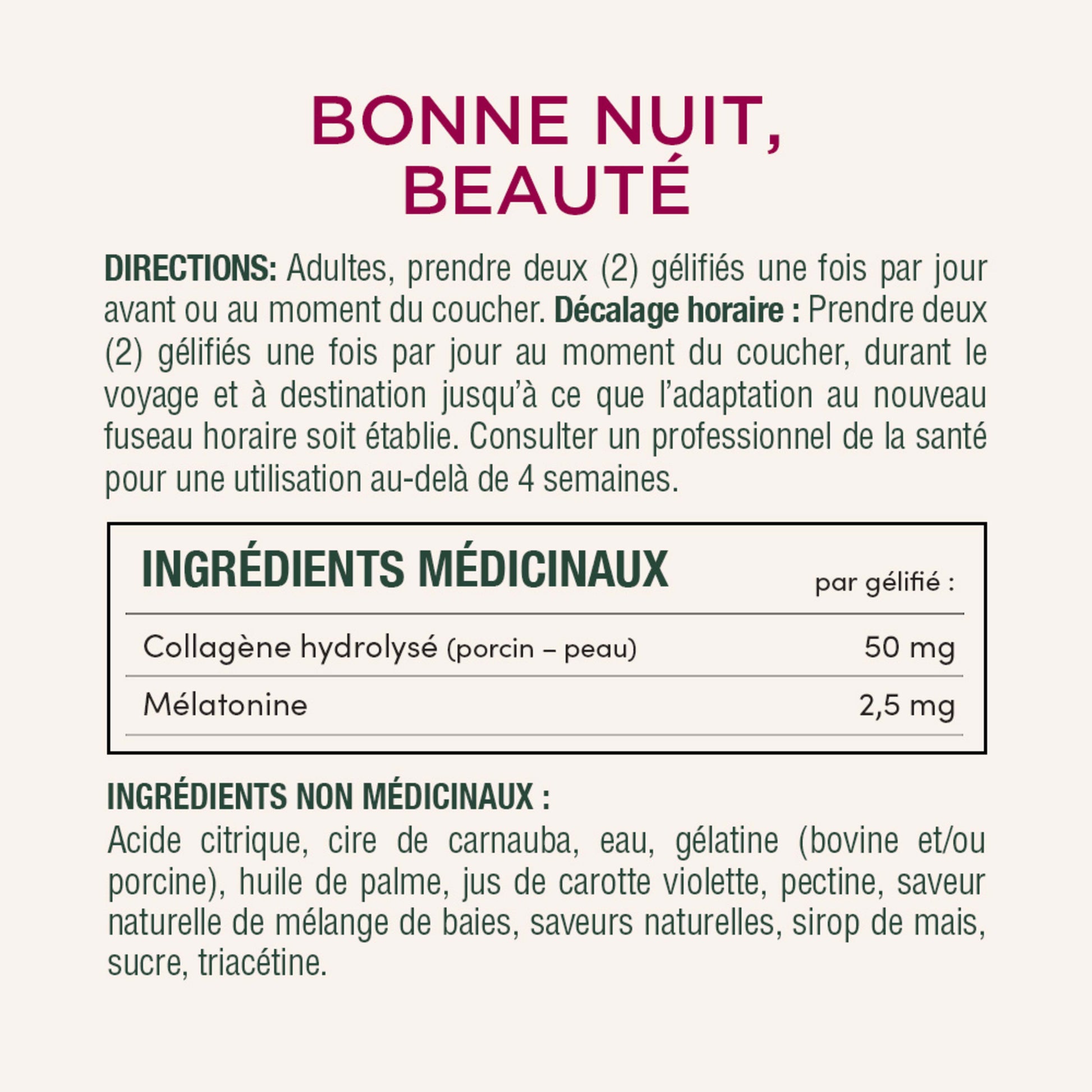 Bonne nuit, beauté avec mélatonine et collagène||FR