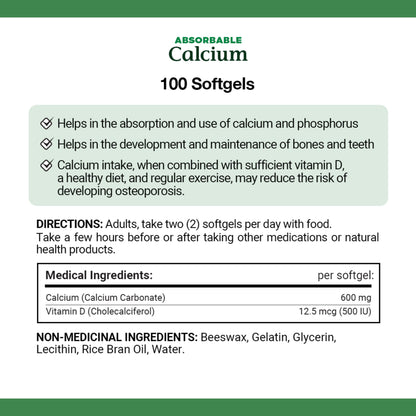Calcium Plus Vitamin D3, Absorbable, 1200 mg