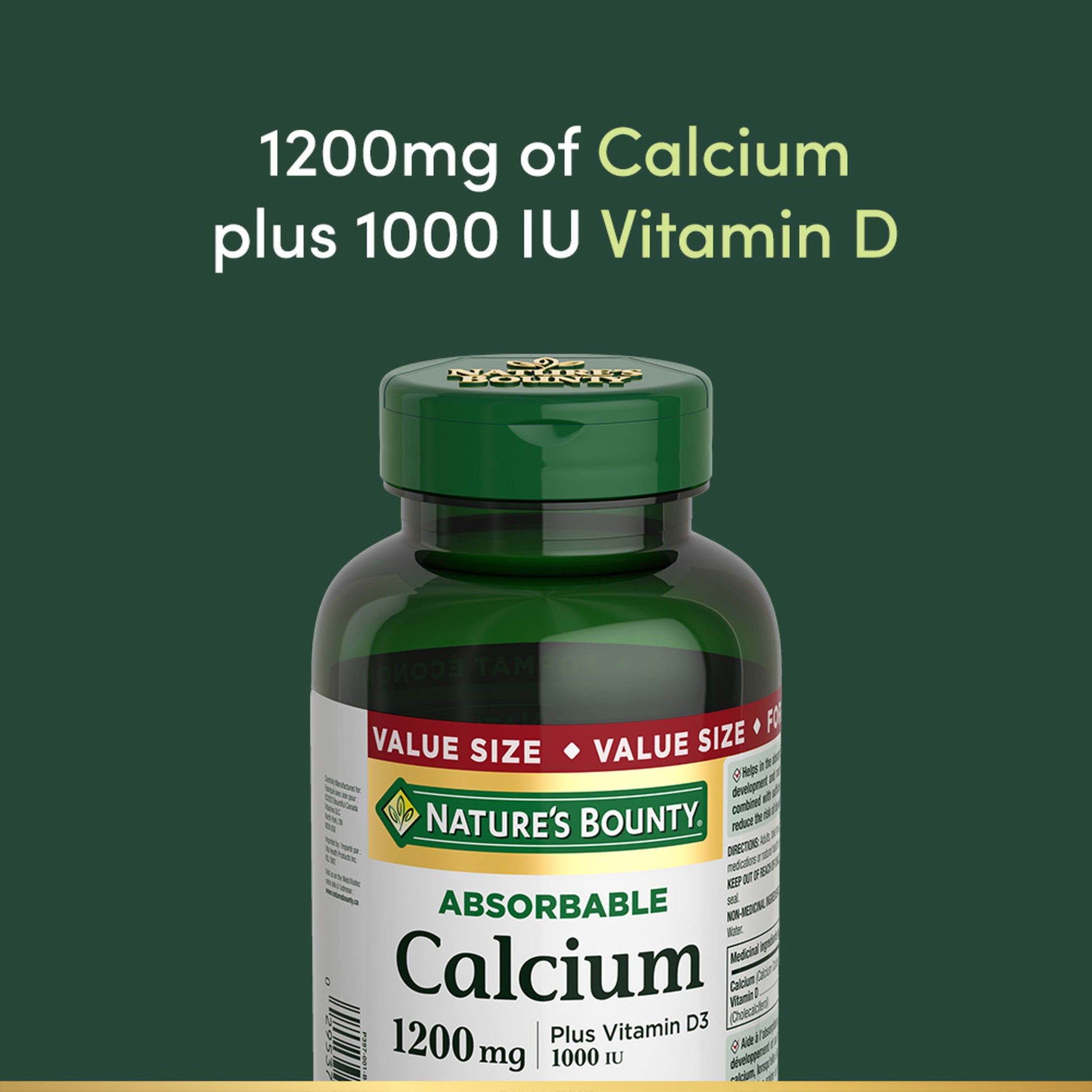 Calcium Plus Vitamin D3, Absorbable, 1200 mg