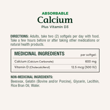 Calcium Plus Vitamin D3, Absorbable, 1200 mg