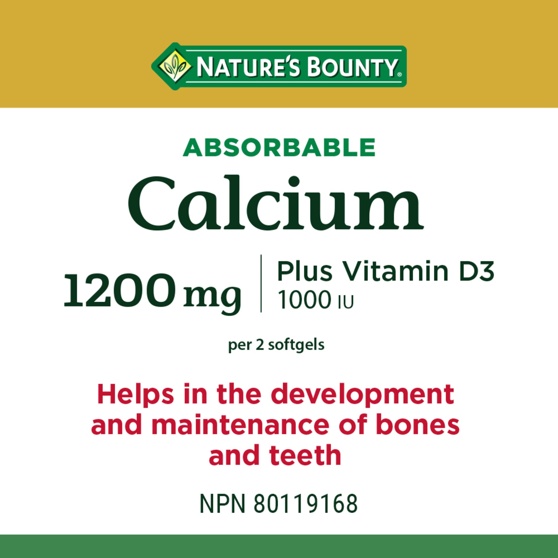 Calcium Plus Vitamin D3, Absorbable, 1200 mg
