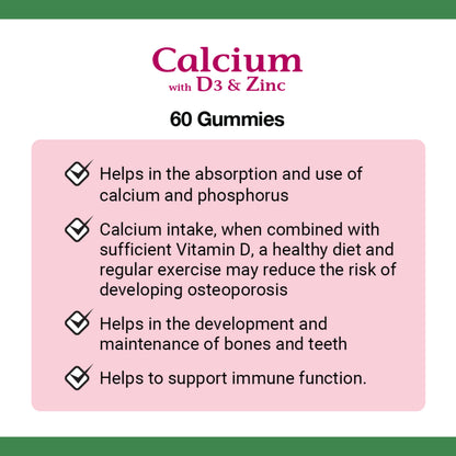 Calcium With D3 & Zinc, Gummies