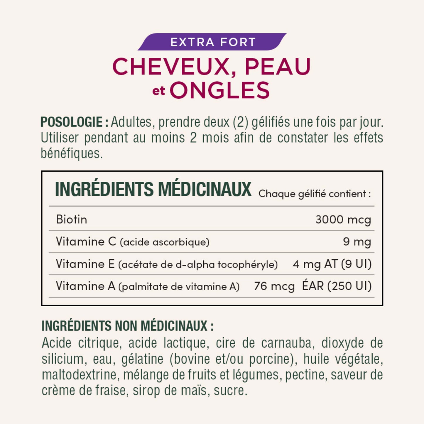 Cheveux, peau et ongles Extra-fort, gélifiés||FR