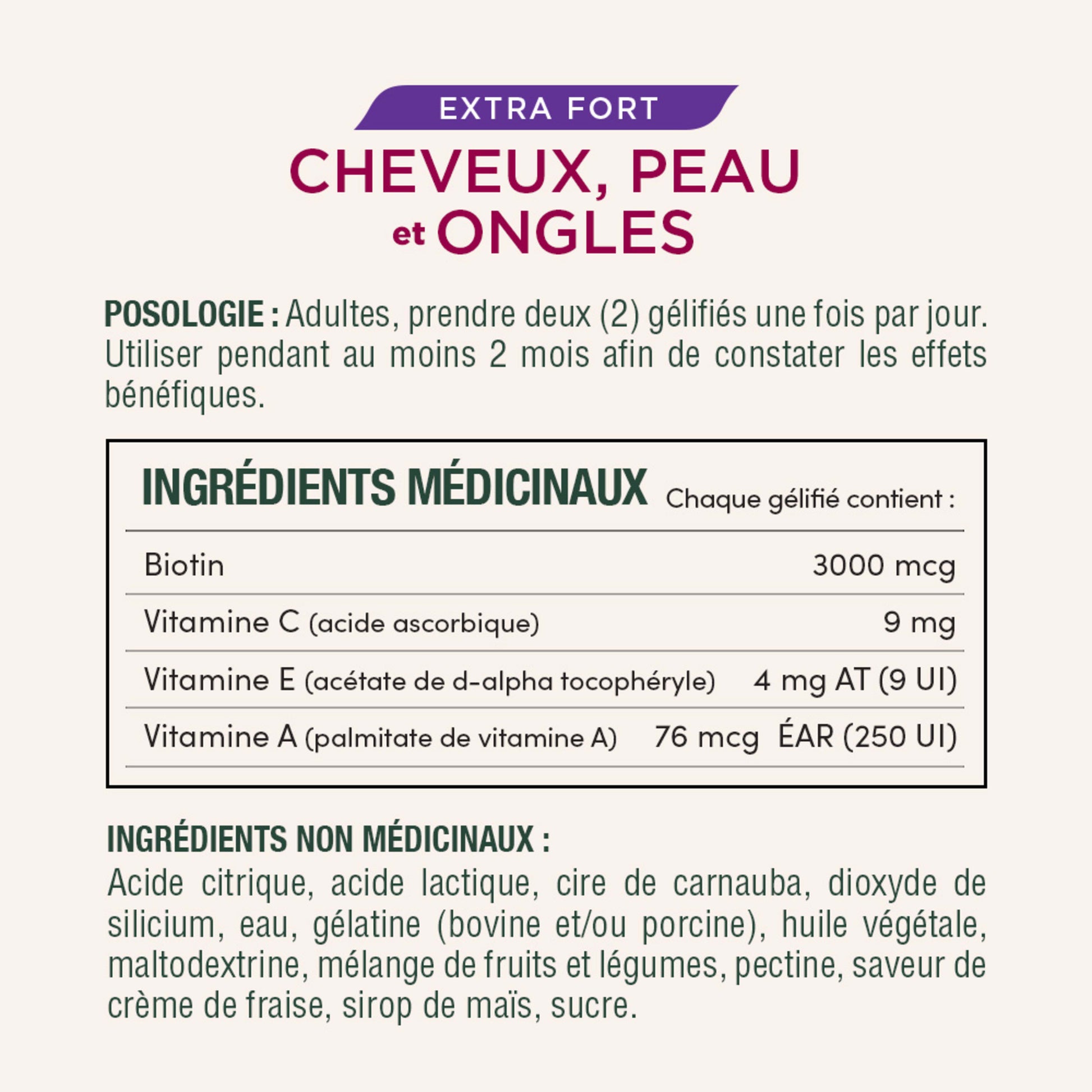 Cheveux, peau et ongles Extra-fort, gélifiés||FR