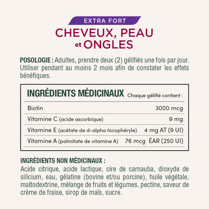 Cheveux, peau et ongles Extra-fort, gélifiés||FR
