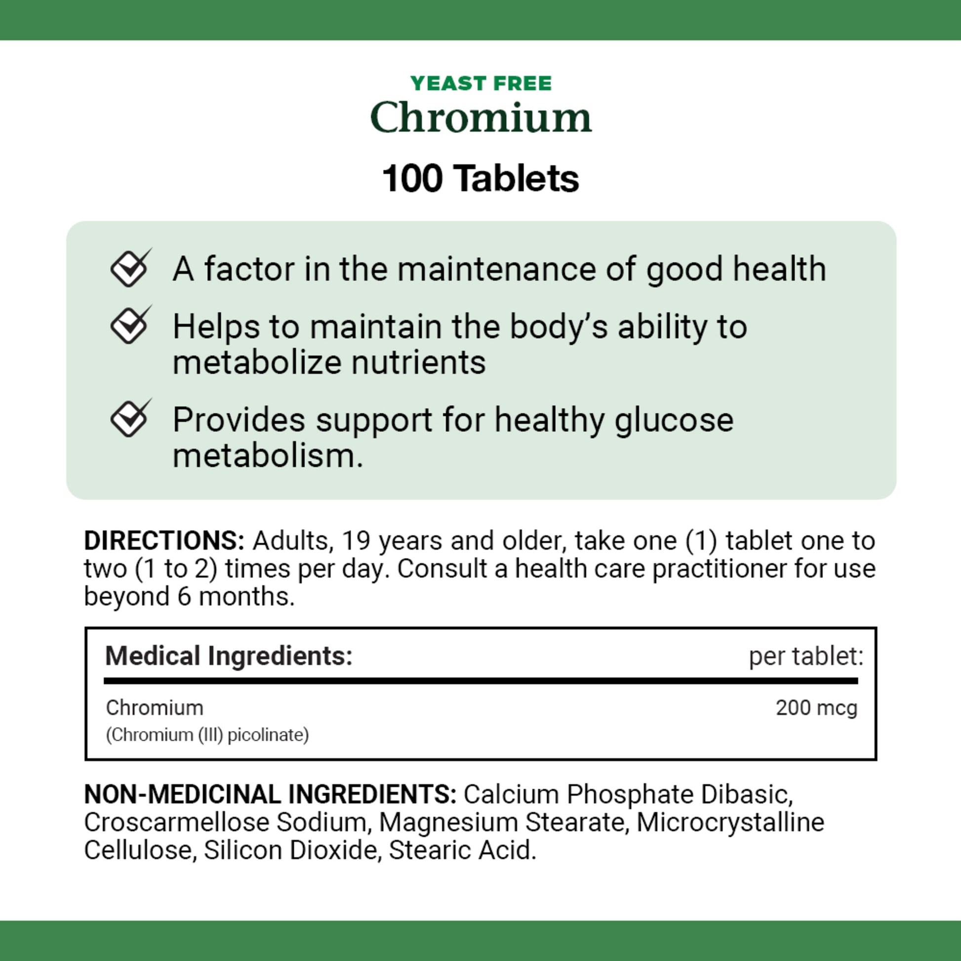 Chromium, Yeast Free, Helps Maintain Normal Blood Glucose Levels