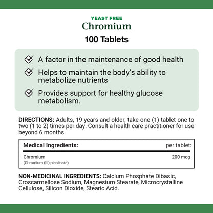 Chromium, Yeast Free, Helps Maintain Normal Blood Glucose Levels