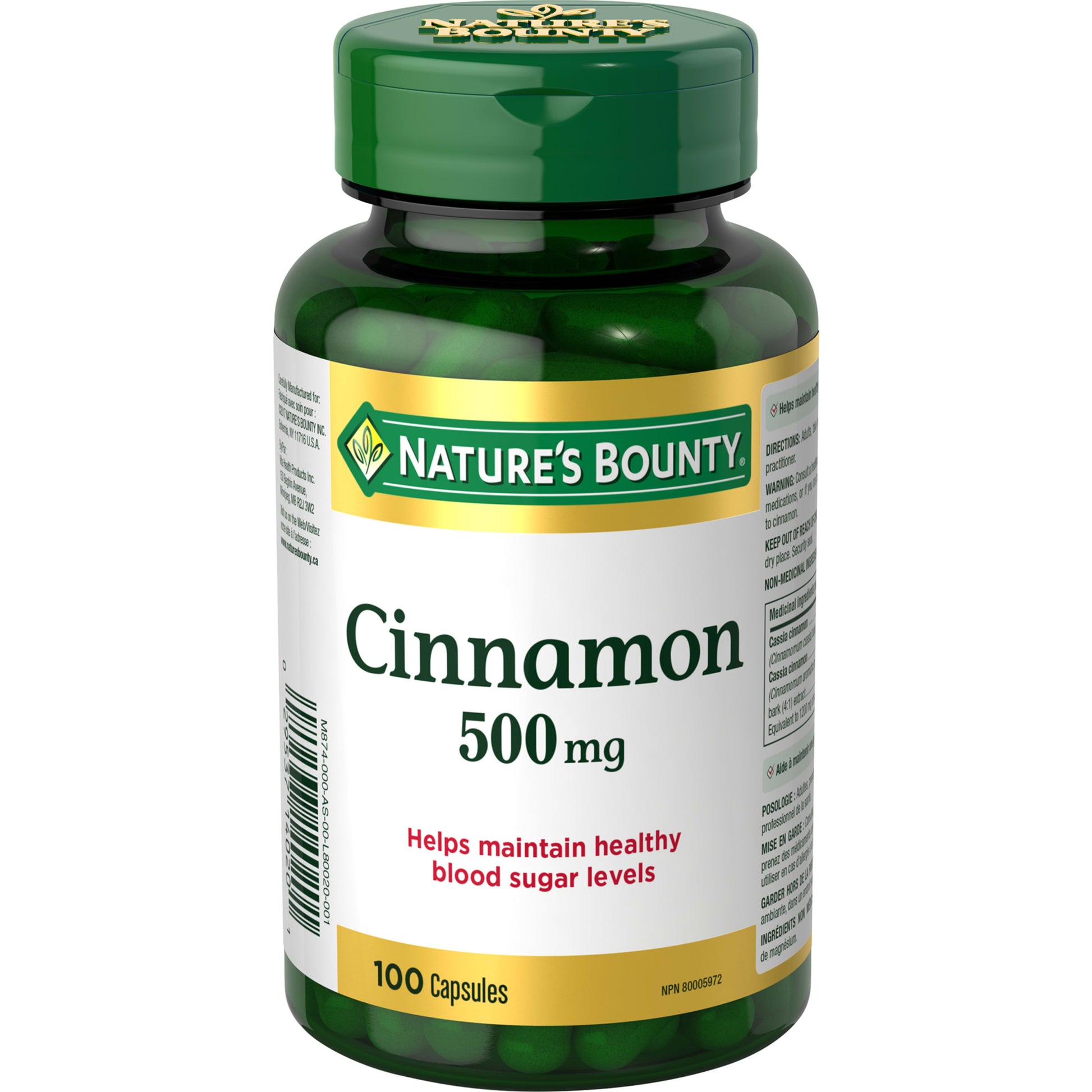 Cinnamon, 500 mg, For Healthy Blood Sugar Levels