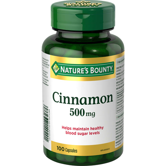 Cinnamon, 500 mg, For Healthy Blood Sugar Levels