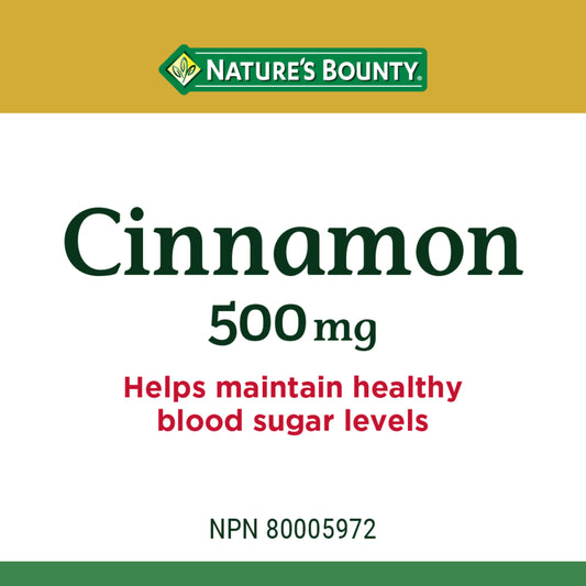 Cinnamon, 500 mg, For Healthy Blood Sugar Levels