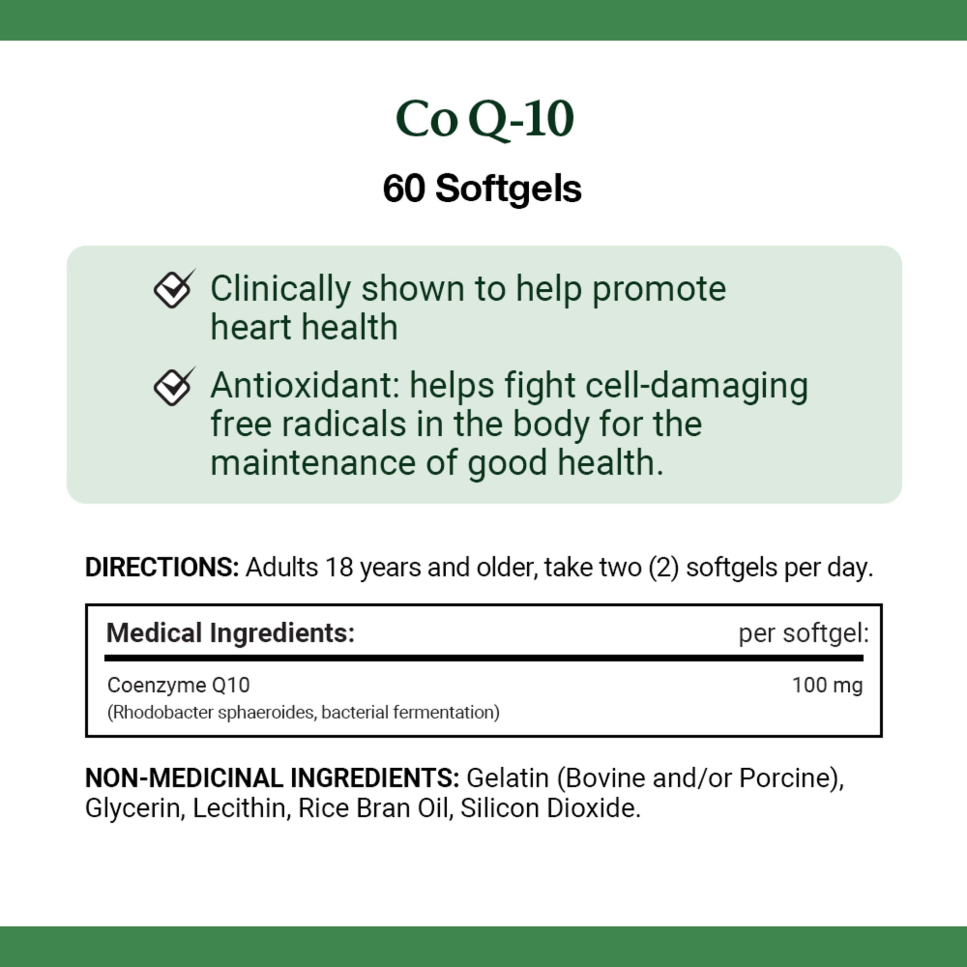 Co Q-10, 100 mg, For Heart Health||EN