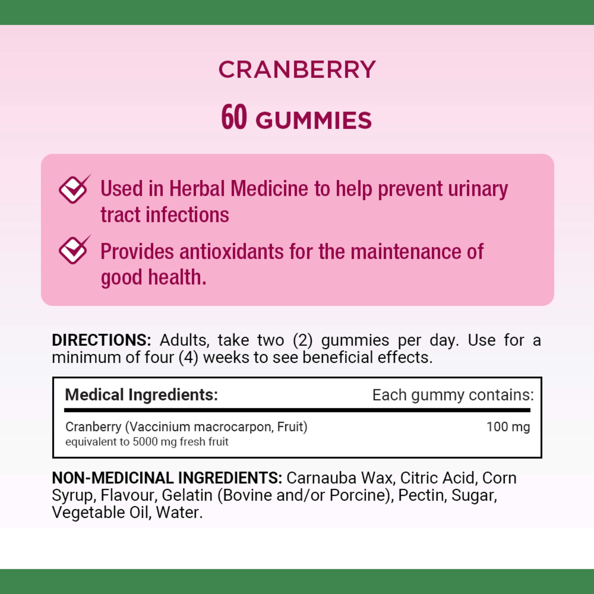 Cranberry Gummies, Prevents Urinary Tract Infections