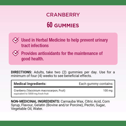 Cranberry Gummies, Prevents Urinary Tract Infections