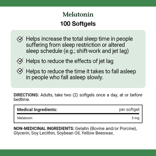 Extra Strength Melatonin 5 mg, 100 Softgels||EN