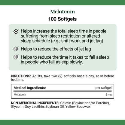 Extra Strength Melatonin 5 mg, 100 Softgels