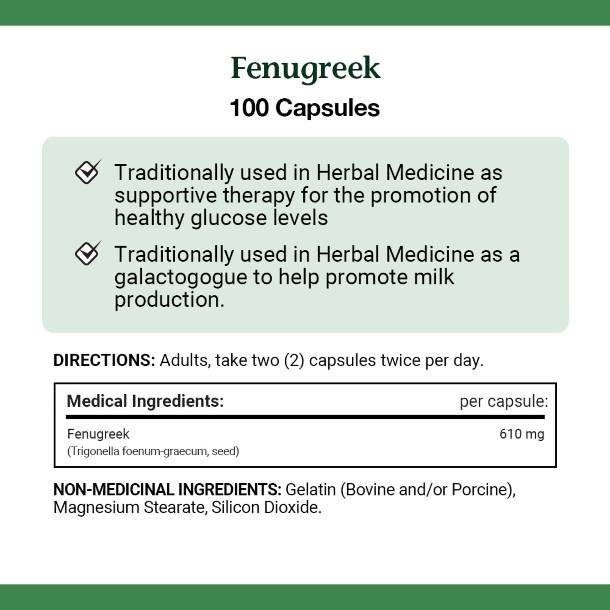 Fenugreek, 610 mg, 100 Capsules
