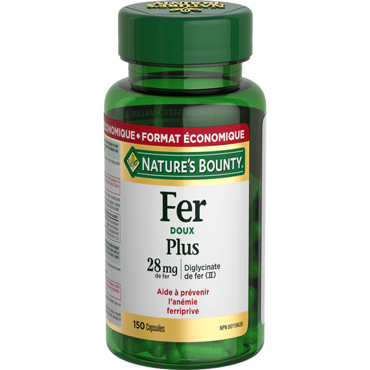 Fer doux, 28 mg, aide à prévenir l’anémie, caps.||FR