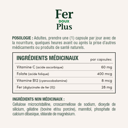 Fer plus 28 mg, doux, aide à prévenir l’anémie||FR