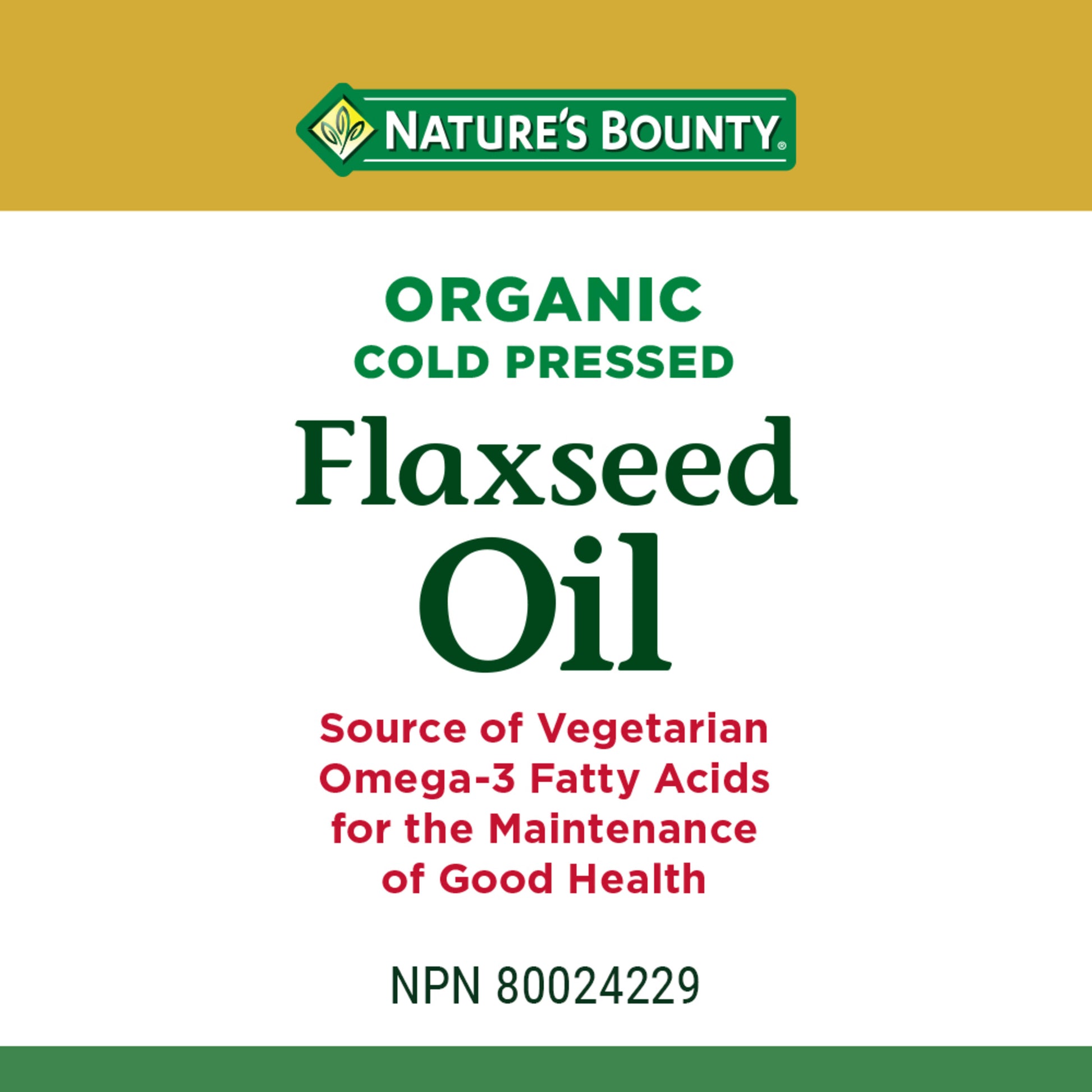 Flaxseed Oil, Organic, Cold Pressed, Vegetarian