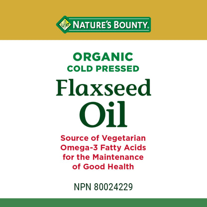 Flaxseed Oil, Organic, Cold Pressed, Vegetarian