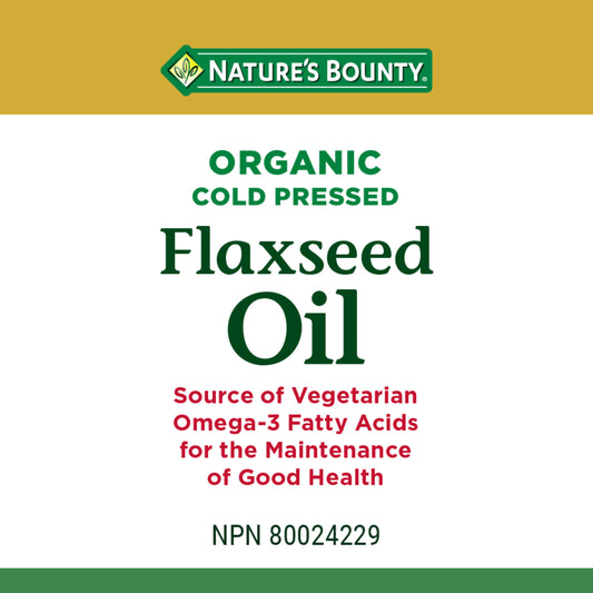 Flaxseed Oil, Organic, Cold Pressed, Vegetarian