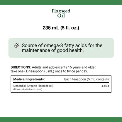 Flaxseed Oil, Organic, Cold Pressed, Vegetarian