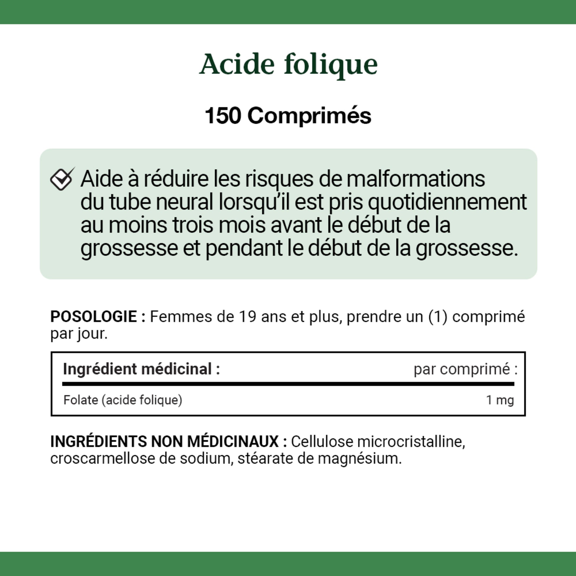 Folic Acid 1 mg, 150 Tablets