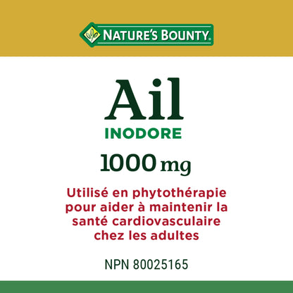 Garlic, Odourless, 1000 mg, Softgels