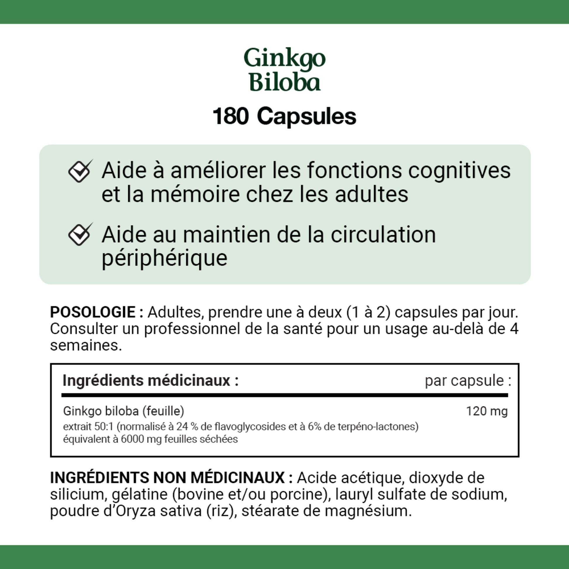 Gingko Biloba, 120 mg, Value Size, 180 Capsules