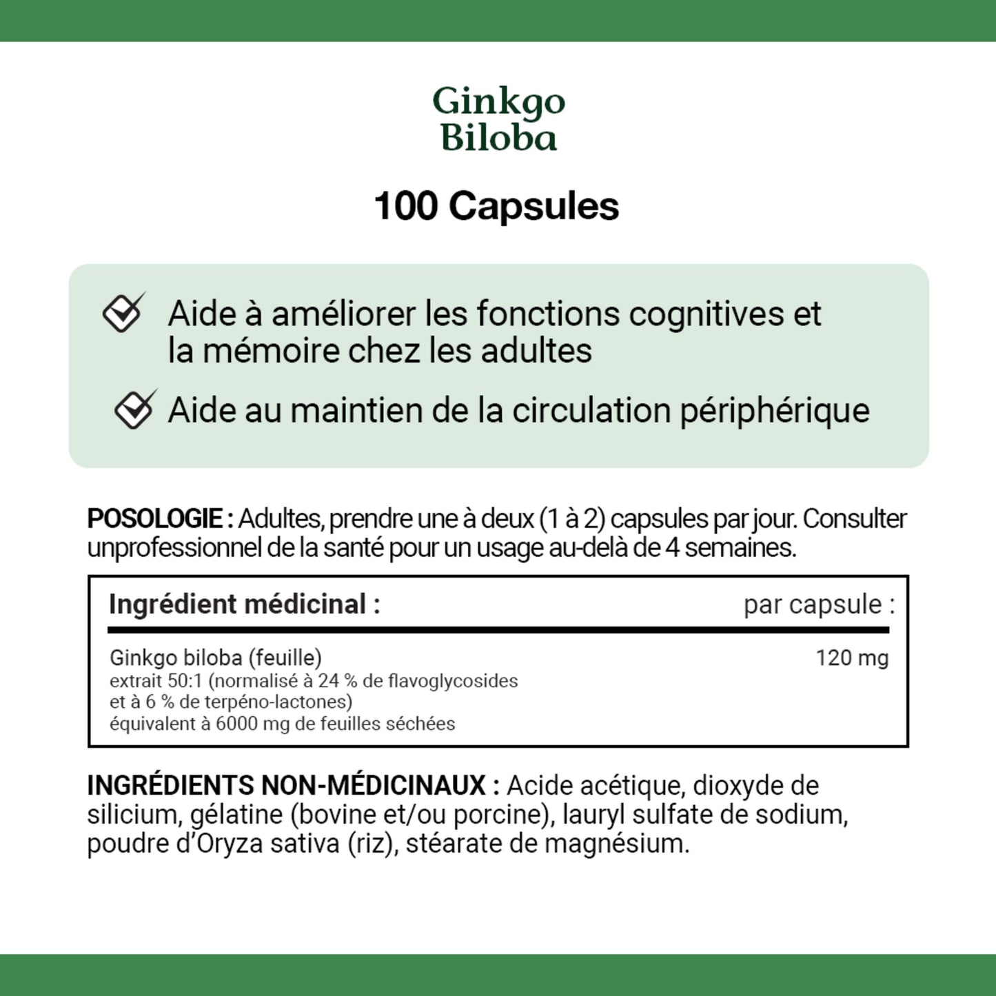 Ginkgo Biloba, For Cognitive Function & Memory