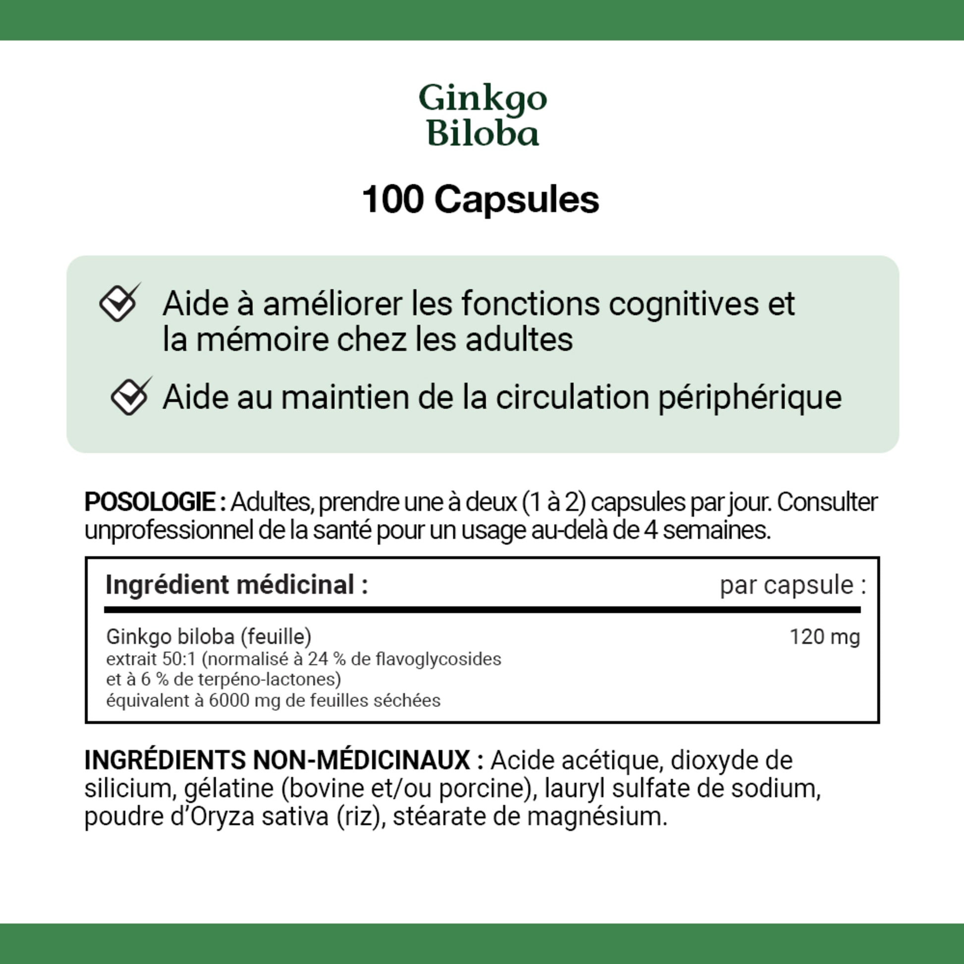 Ginkgo Biloba, For Cognitive Function & Memory