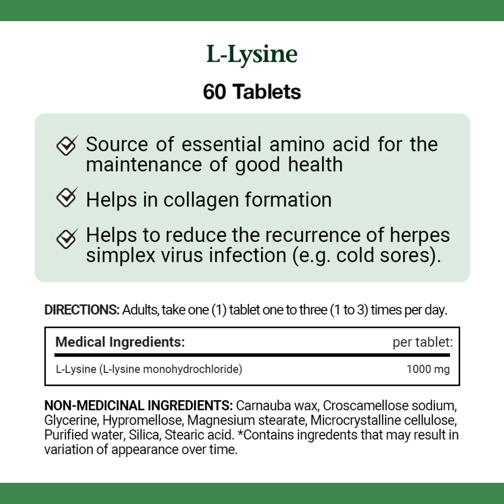 L-Lysine, 1000 mg, 60 Tablets