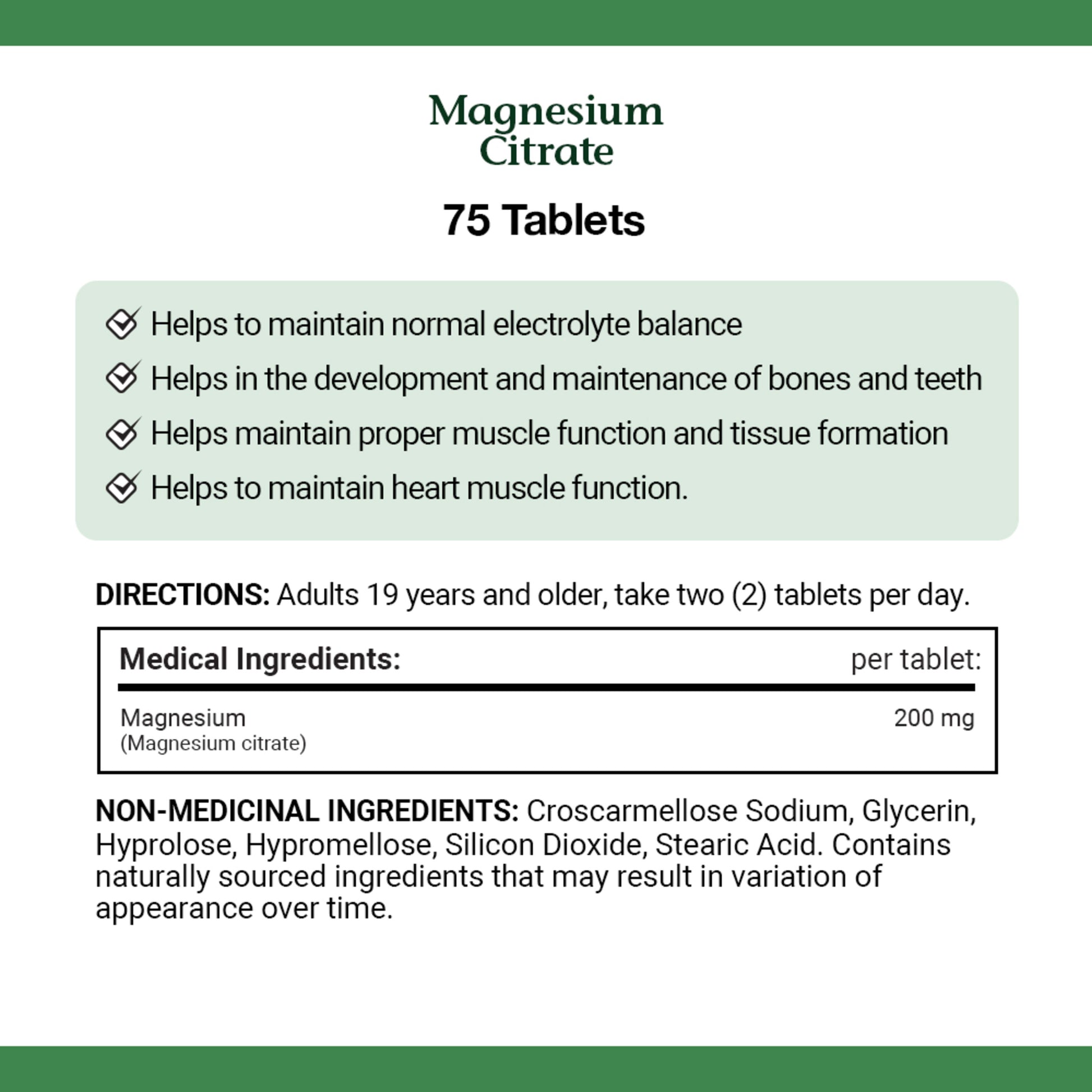 Magnesium Citrate, 200 mg, Tablets