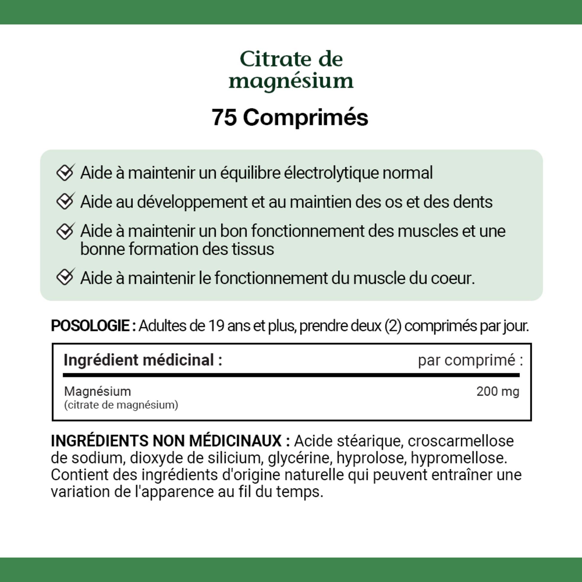 Magnesium Citrate, 200 mg, Tablets