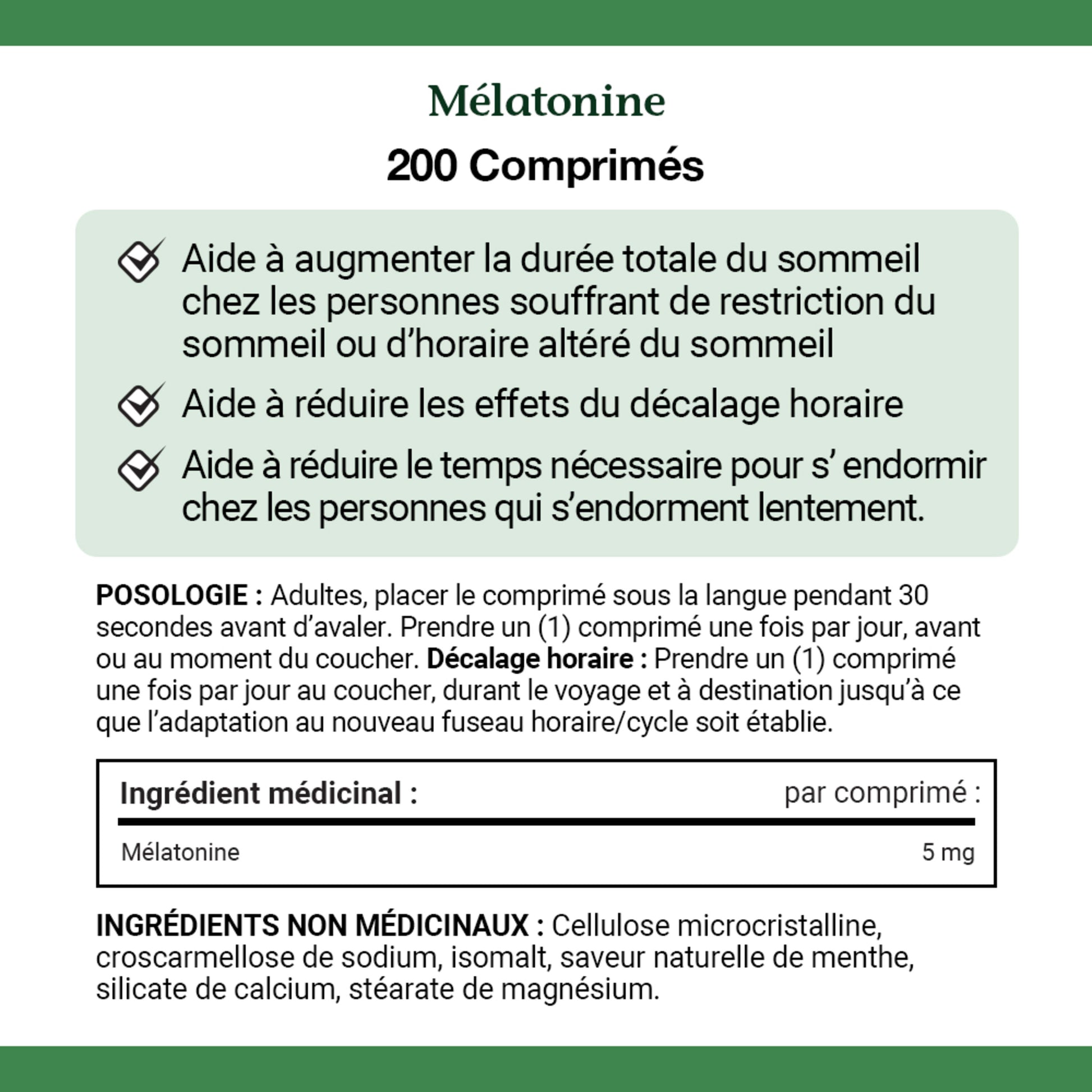 Mélatonine, disso. rap., 5 mg, comprimés||FR