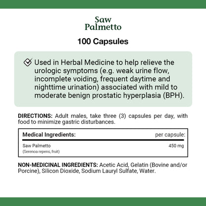 Saw Palmetto, 450 mg, Capsules