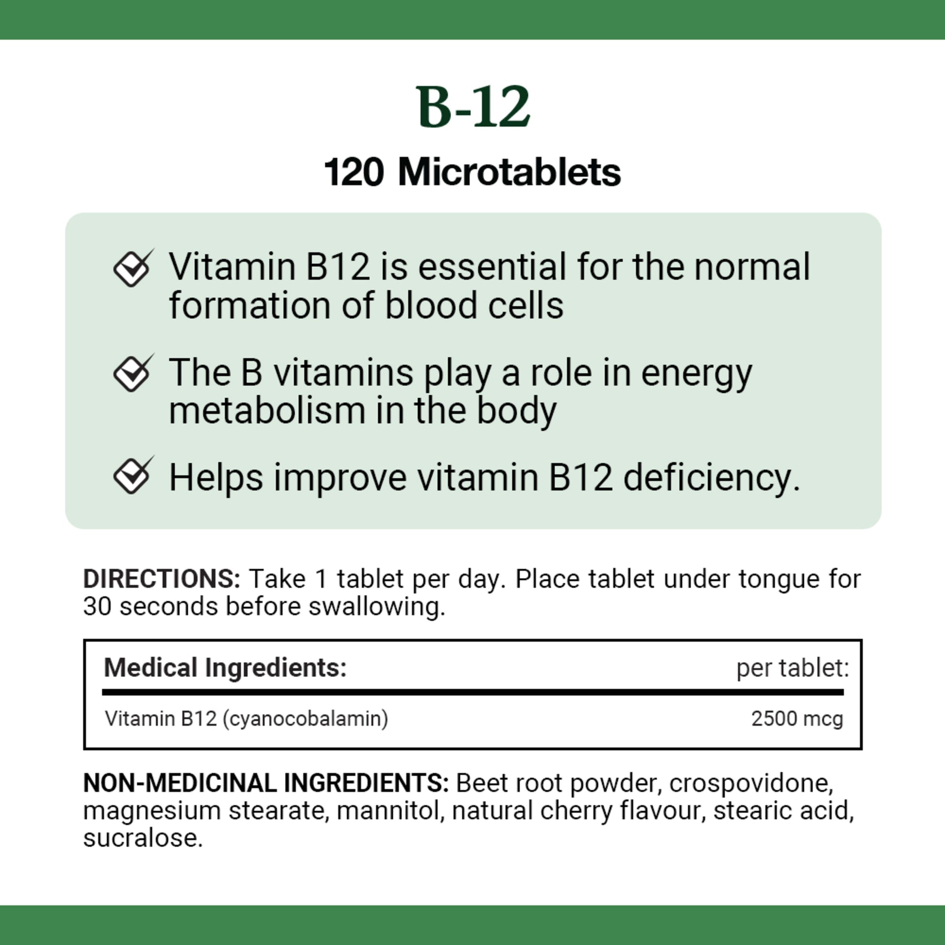 Vitamin B-12, 2500 mcg, 120 Tablets