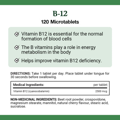 Vitamin B-12, 2500 mcg, 120 Tablets