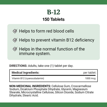 Vitamin B-12, Helps Energy Metabolism