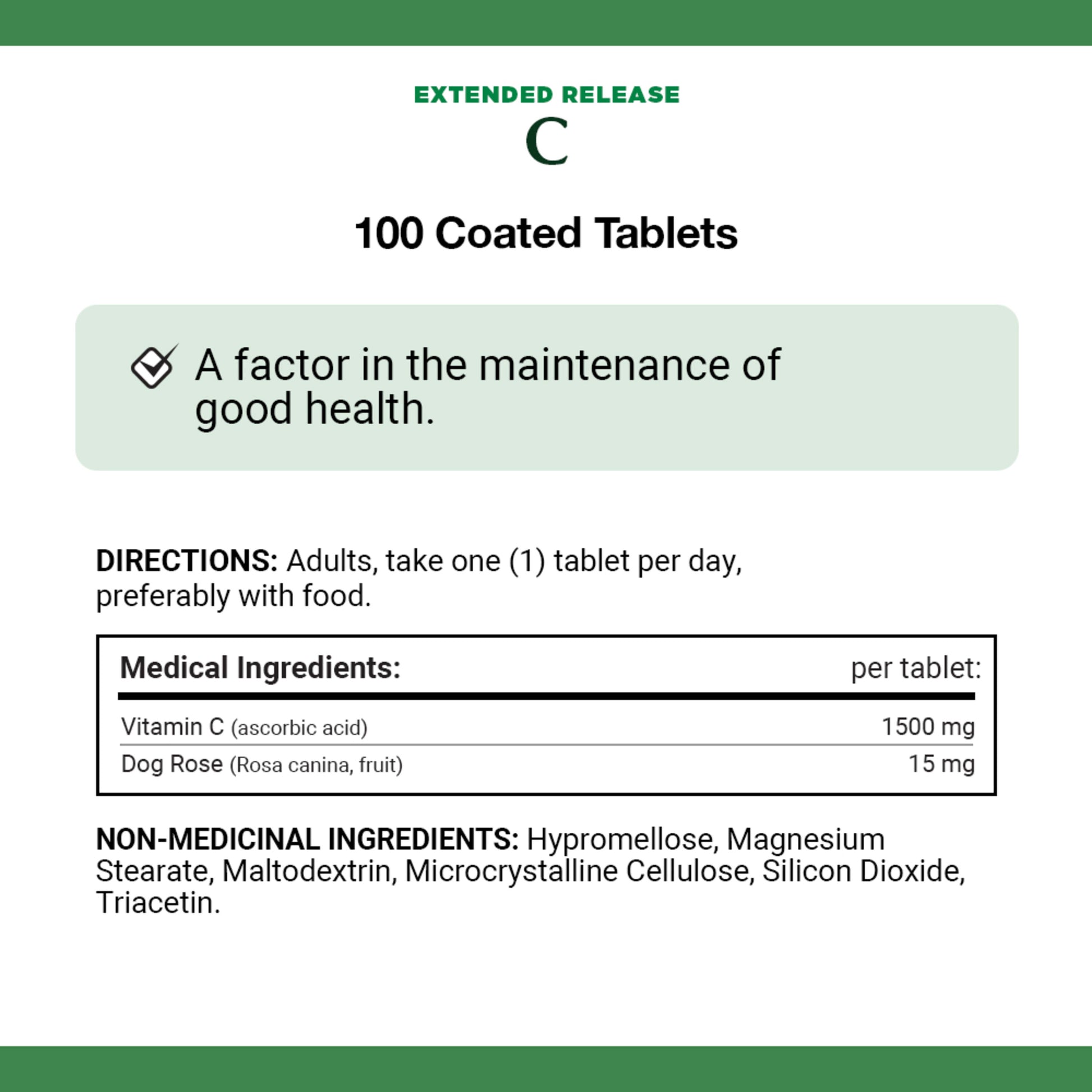 Vitamin C, 1500 mg, Extended Release, Tablets