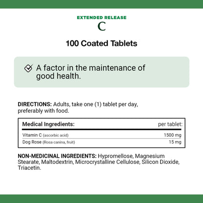 Vitamin C, 1500 mg, Extended Release, Tablets
