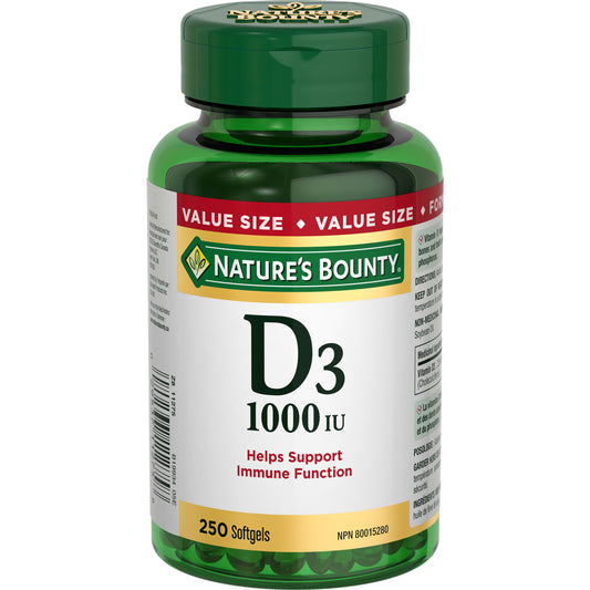 Vitamin D3, 1000 IU, Value Size, 250 Softgels