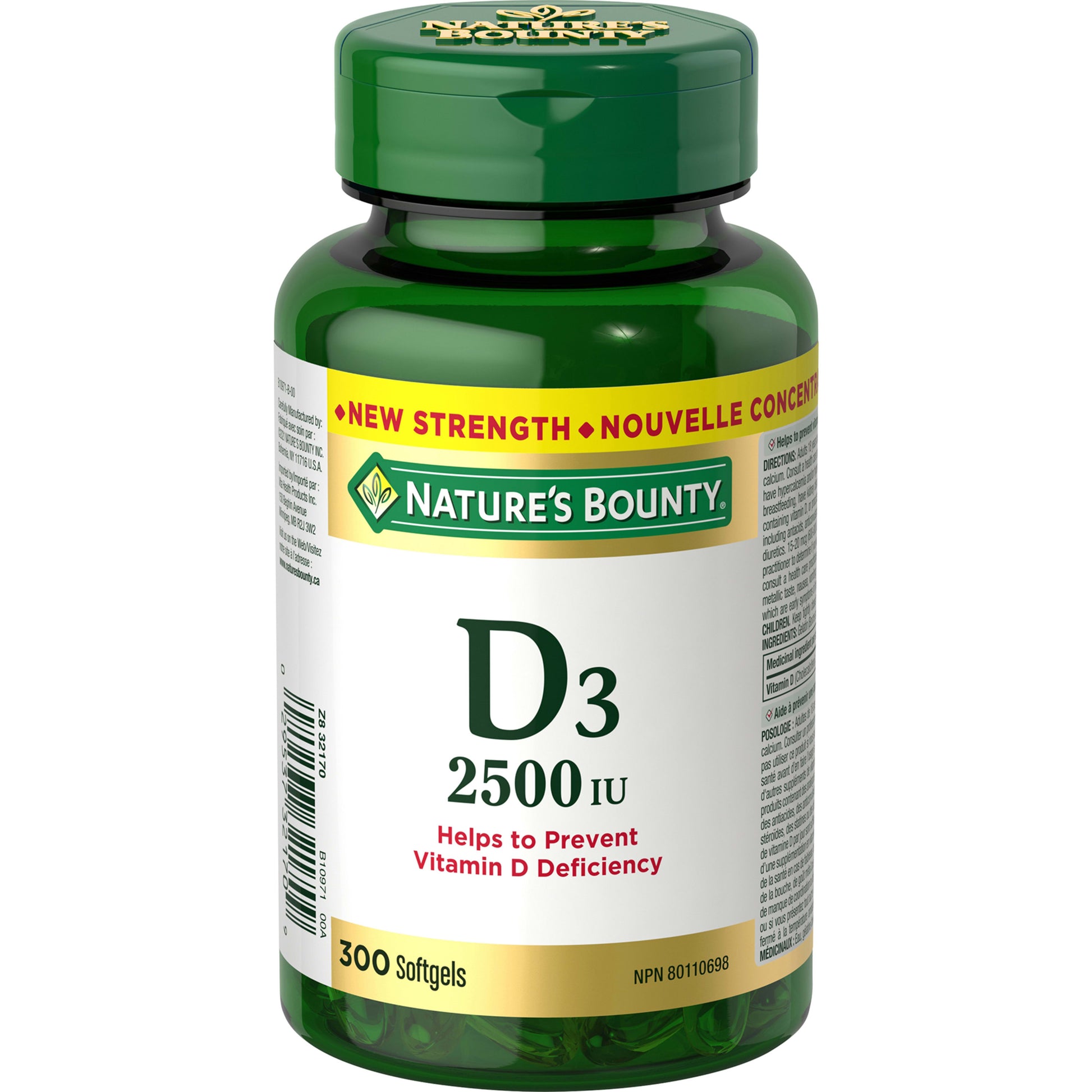 Vitamin D3, 2500 IU, 300 Softgels