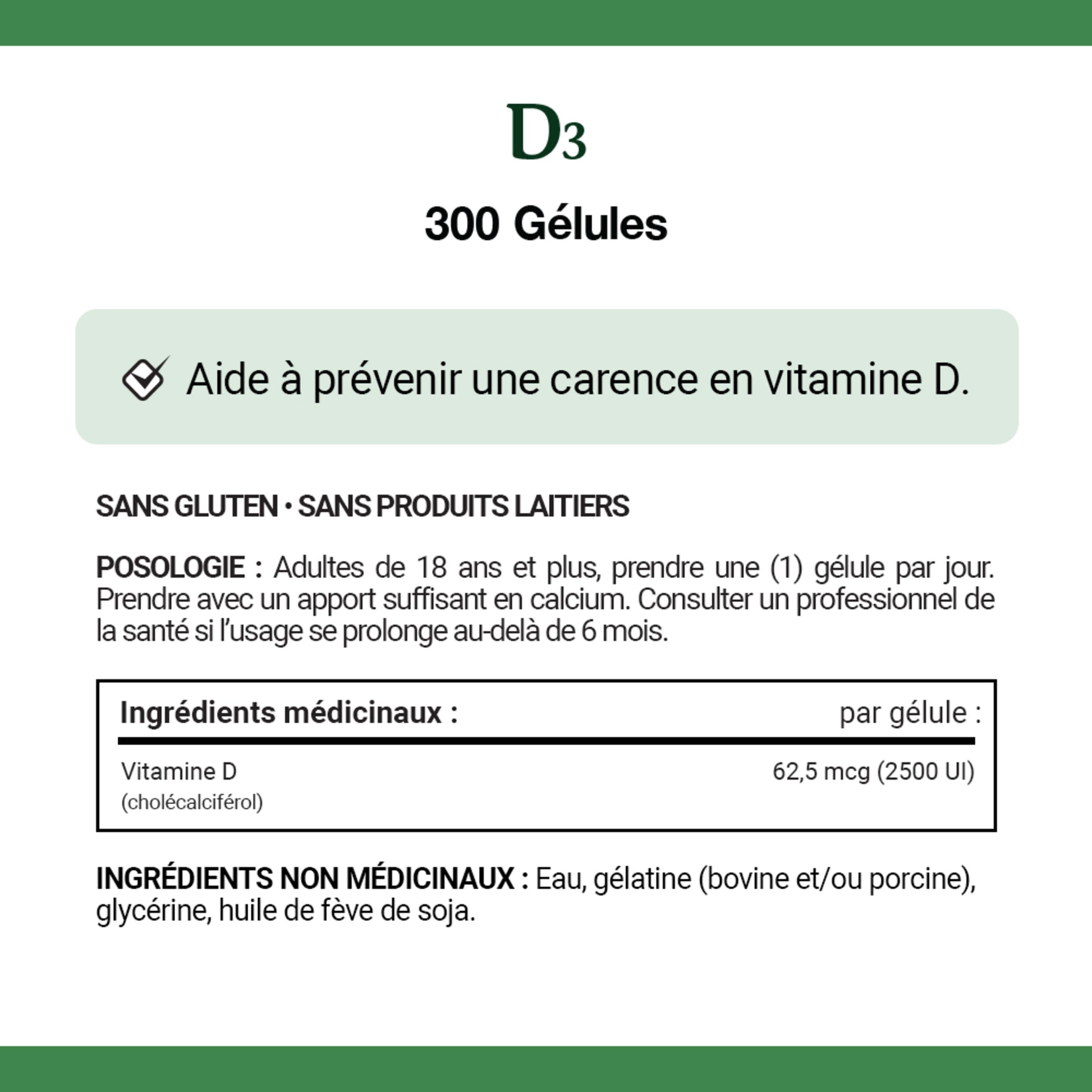 Vitamin D3, 2500 IU, 300 Softgels