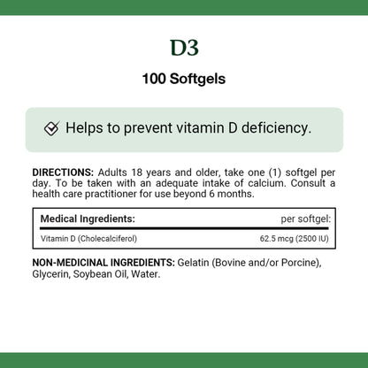 Vitamin D3, Helps Prevent Vitamin D Deficiency